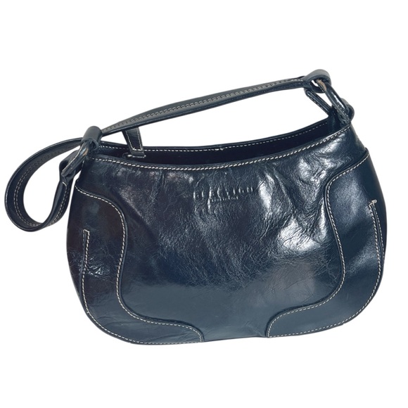 Kenneth Cole Reaction Y2K Black Leather Shoulder Bag EUC Millennial 00’s Style - Picture 1 of 5